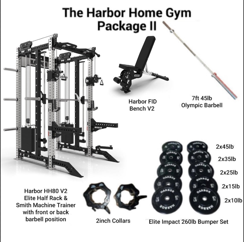 The Harbor Home Gym Package 2 with HH80 V2 Half Rack Trainer & Smith Machine
