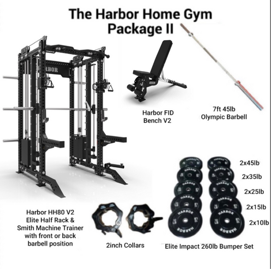 The Harbor Home Gym Package 2 with HH80 V2 Half Rack Trainer & Smith Machine