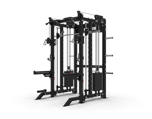 The HH80 V2 Elite Half Rack & Smith Machine Trainer with Dual 200lb Weight Stacks