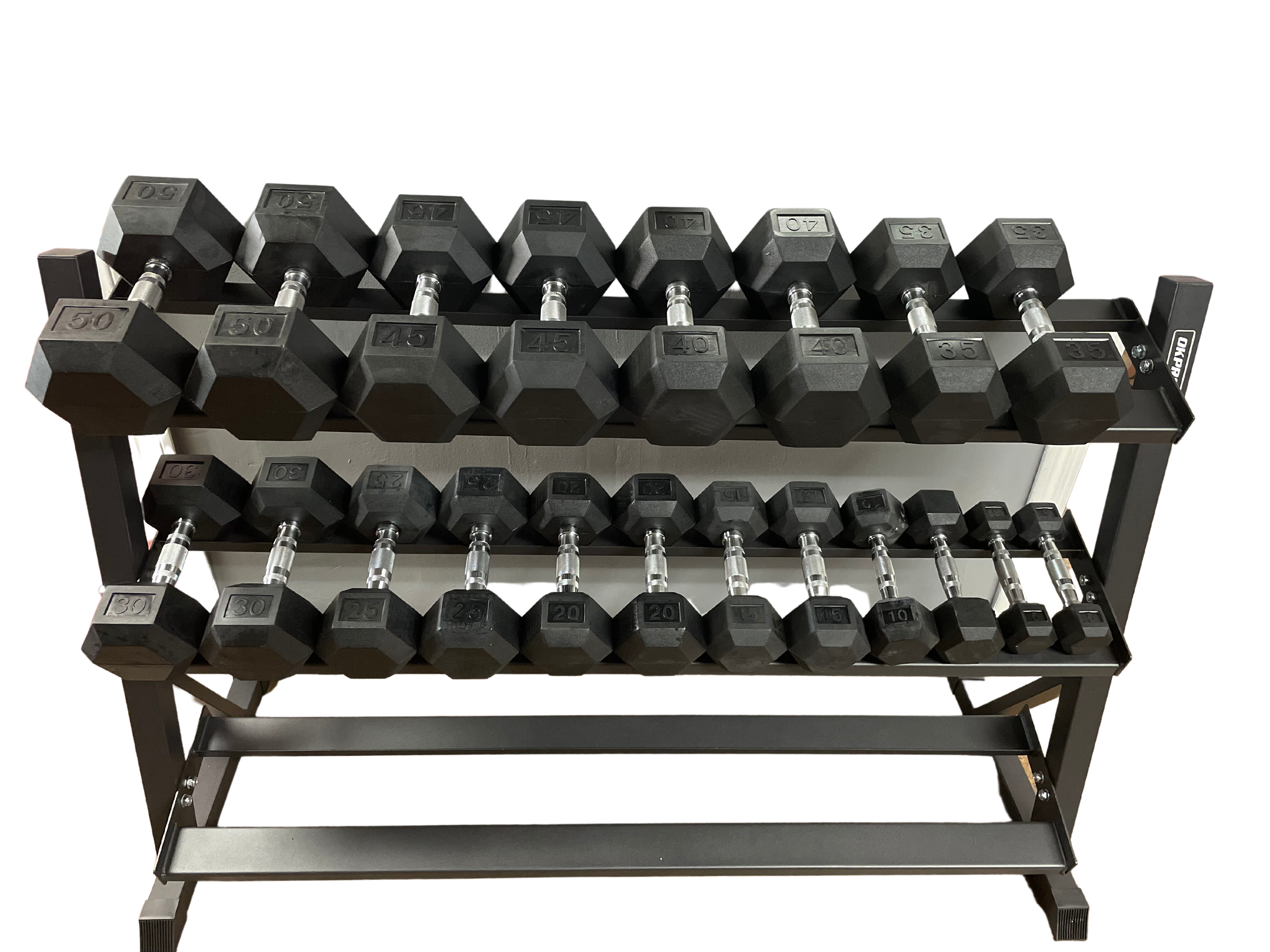 Hex dumbbell set best sale with rack flash sale