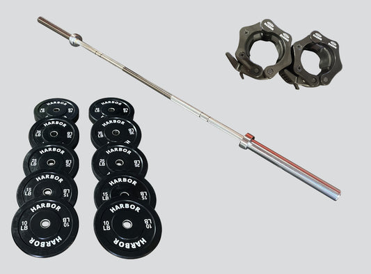 Home Gym Package: 260lb set + 1 Olympic Barbell and lockjaw collars