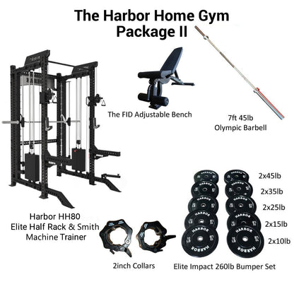 The Harbor Home Gym Package 2 with HH80 Half Rack Trainer & Smith Machine