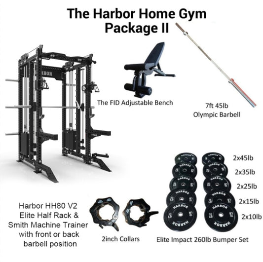 The Harbor Home Gym Package 2 with HH80 Half Rack Trainer & Smith Machine