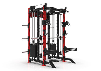 The Harbor HH80 V2 Elite Half Rack & Smith Machine Trainer with Dual 200lb Weight Stacks