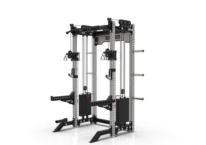 The Harbor HH81 Elite Half Rack Trainer with Dual 200lb Weight Stacks