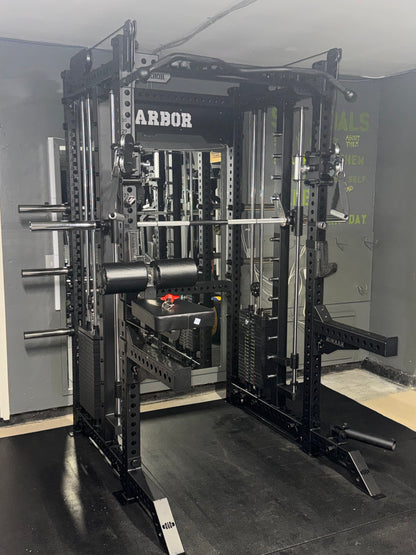 The HH80 V2 Elite Half Rack & Smith Machine Trainer with Dual 200lb Weight Stacks