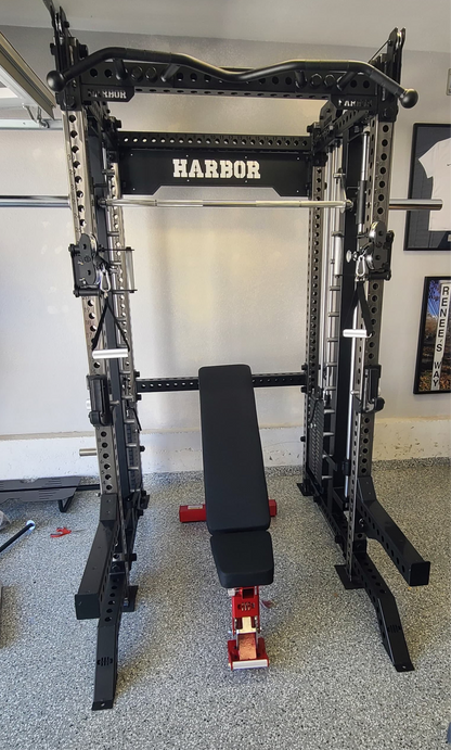 The HH80 V2 Elite Half Rack & Smith Machine Trainer with Dual 200lb Weight Stacks
