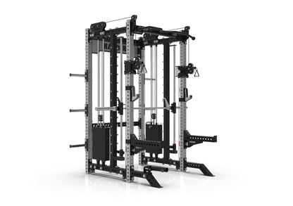 The Harbor HH80 V2 Elite Half Rack & Smith Machine Trainer with Dual 200lb Weight Stacks