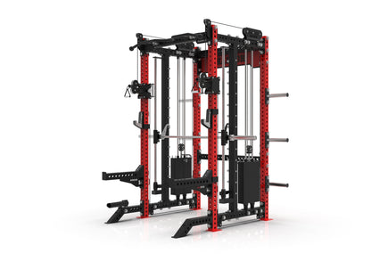 The Harbor HH80 V2 Elite Half Rack & Smith Machine Trainer with Dual 200lb Weight Stacks