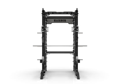 The Harbor HH80 V2 Elite Half Rack & Smith Machine Trainer with Dual 200lb Weight Stacks