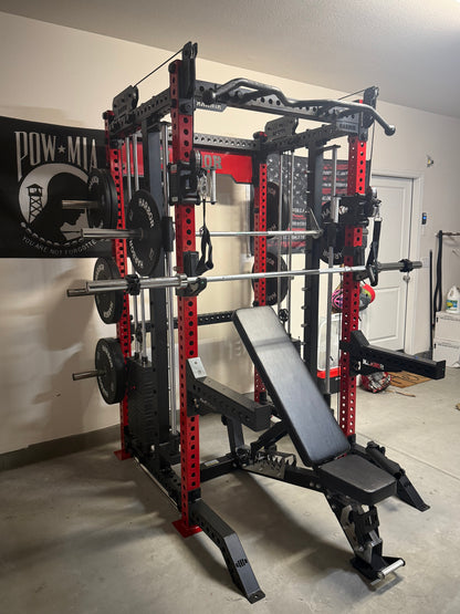 The HH80 V2 Elite Half Rack & Smith Machine Trainer with Dual 200lb Weight Stacks