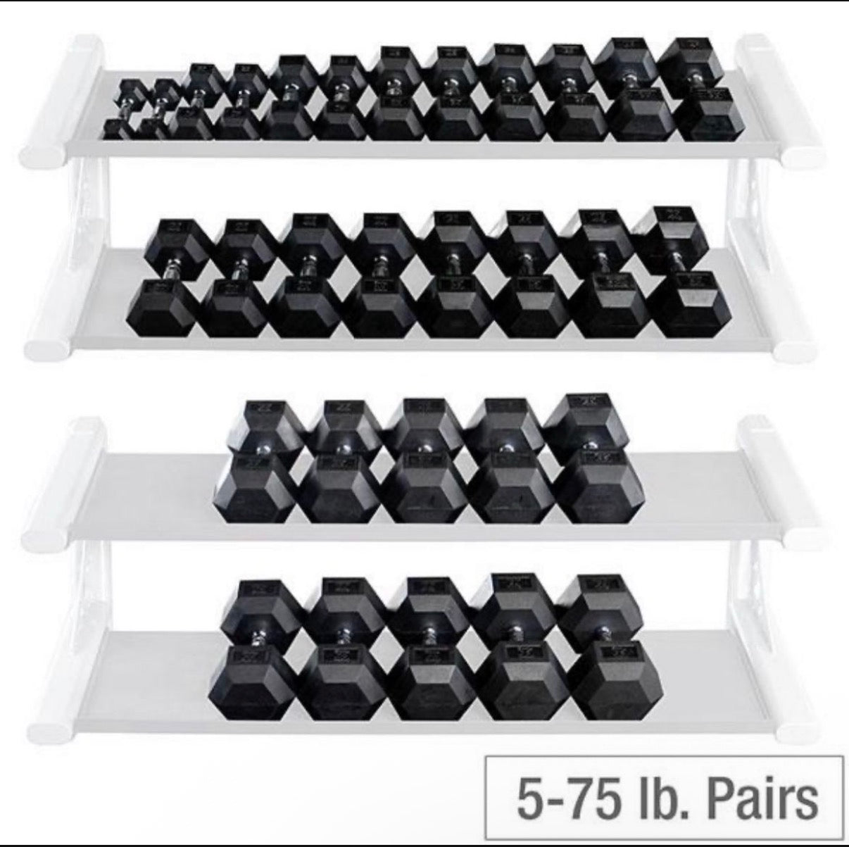 Rubber Hex Dumbbells [ 5-50lbs full set or 55-75lb ]