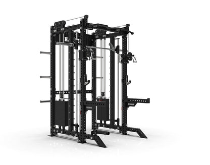 The HH80 V2 Elite Half Rack & Smith Machine Trainer with Dual 200lb Weight Stacks
