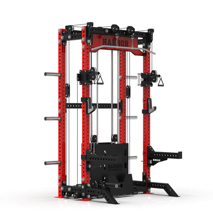 The Harbor HH81 V2 Elite Half Rack Trainer with dual 200lb weight stacks