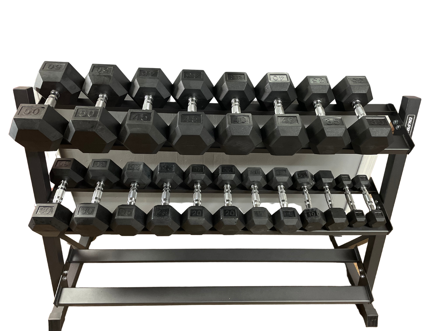 3 tier rubber hex dumbbell rack hot sale