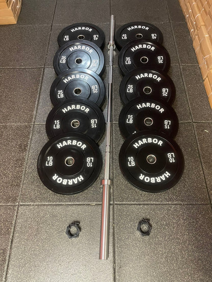 Home Gym Package: 260lb set + 1 Olympic Barbell and lockjaw collars
